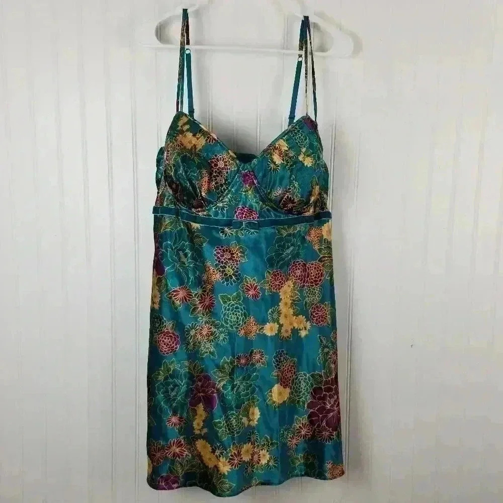 Cacique Womens Babydoll Floral Satin Slip Top Velvet Sz 26/28 Fairy Whimsigoth - Picture 16 of 16
